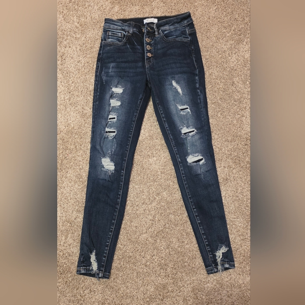 KanCan Dark Blue Distressed Skinny Jeans